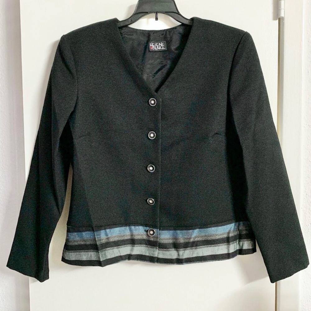 Women’s Black Embroidered Button Blazer Jacket - Size Large